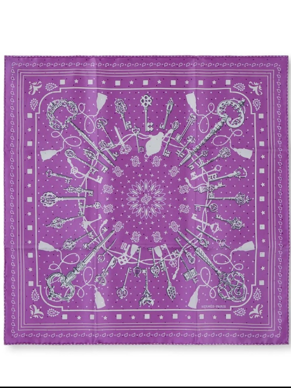 BNIB Authentic Bandana 55 “Les Clés” Silk Scarf Hermes